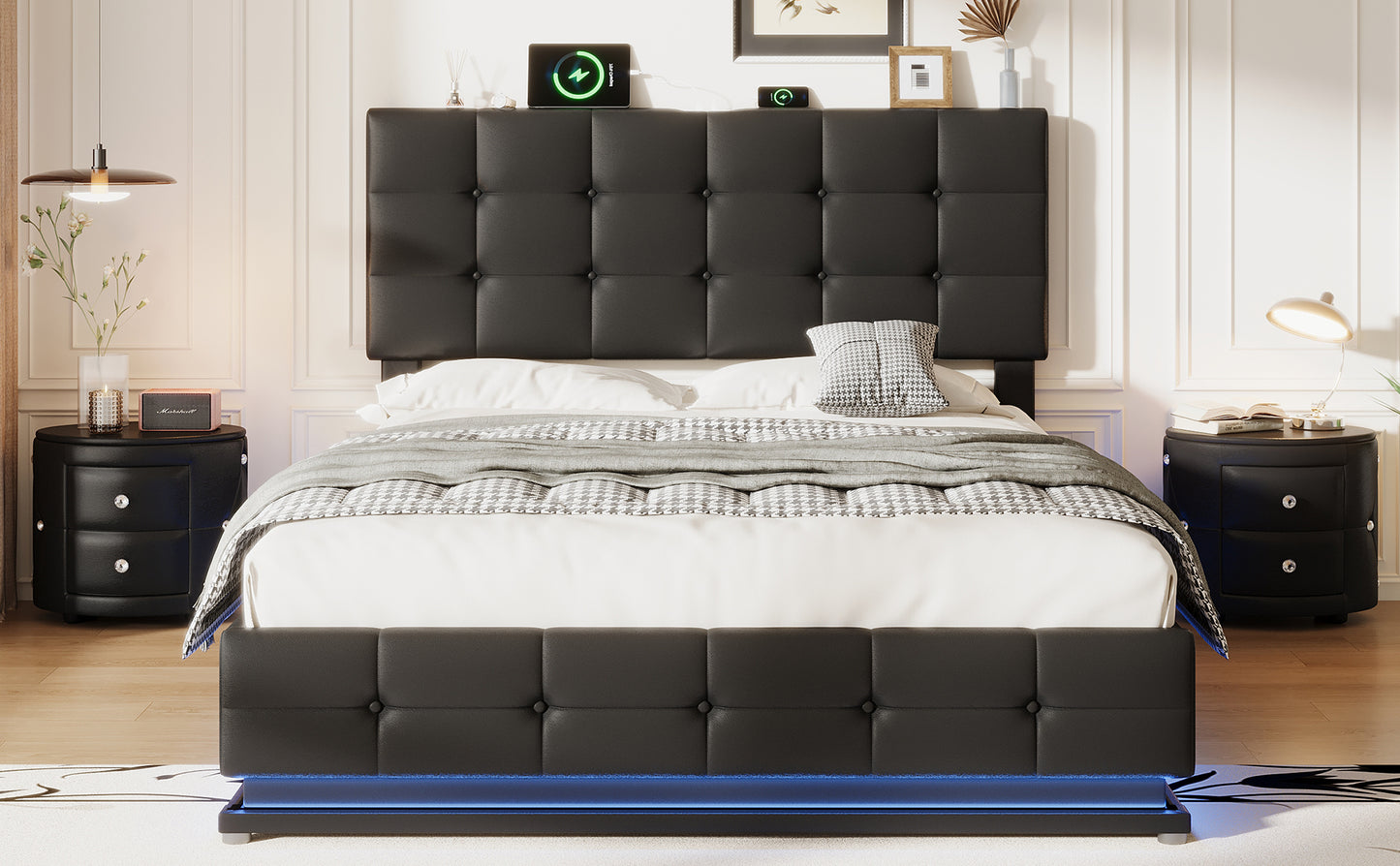 Napa Modern LED Storage Hydraulic Bedroom Set