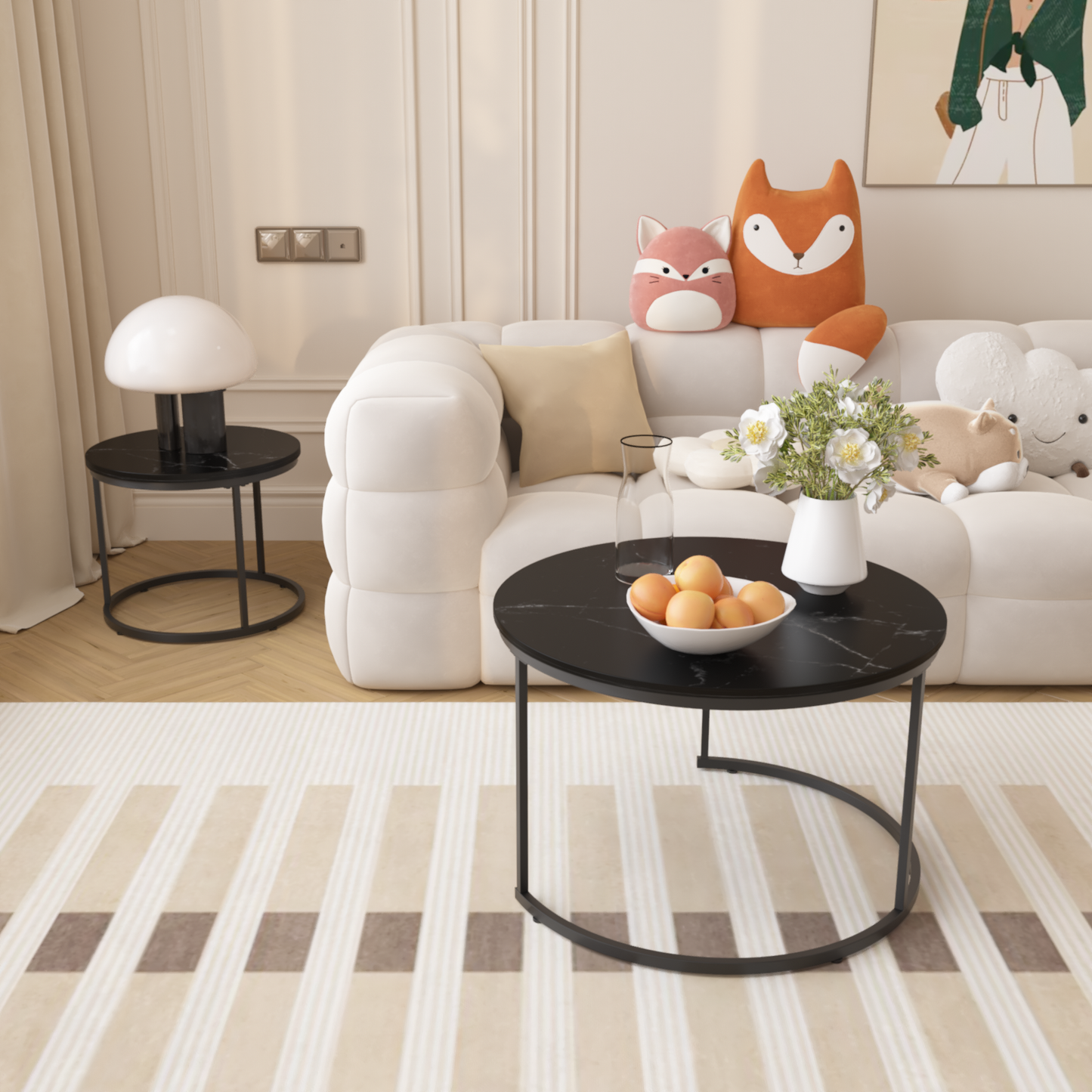 Irvington Contemporary Velvet Nesting Coffee Tables