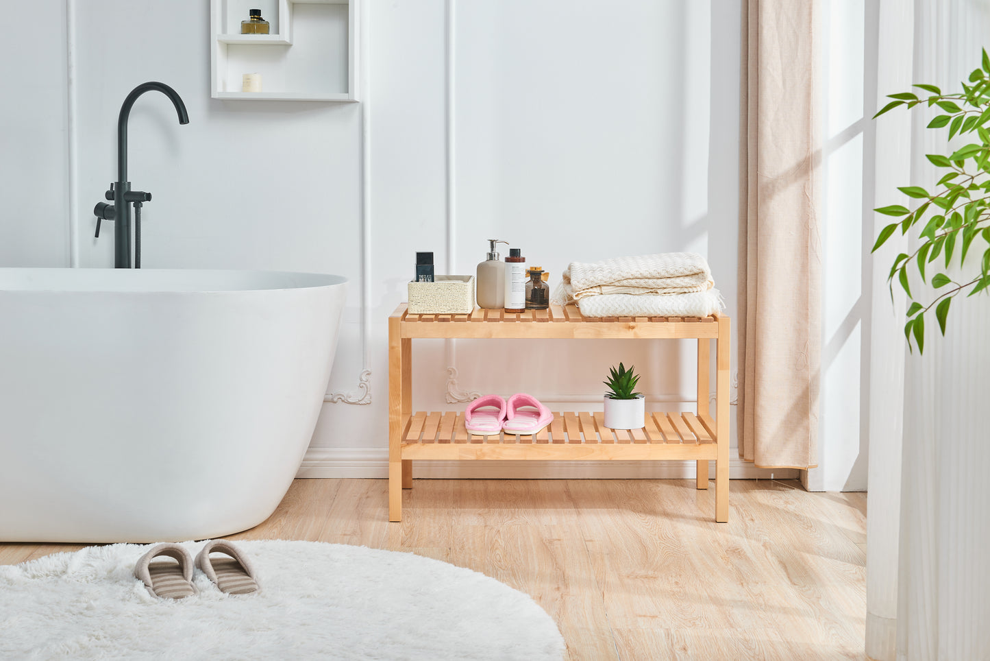 Healdsburg Craftsman Birch 3-Tier Shoe Bench