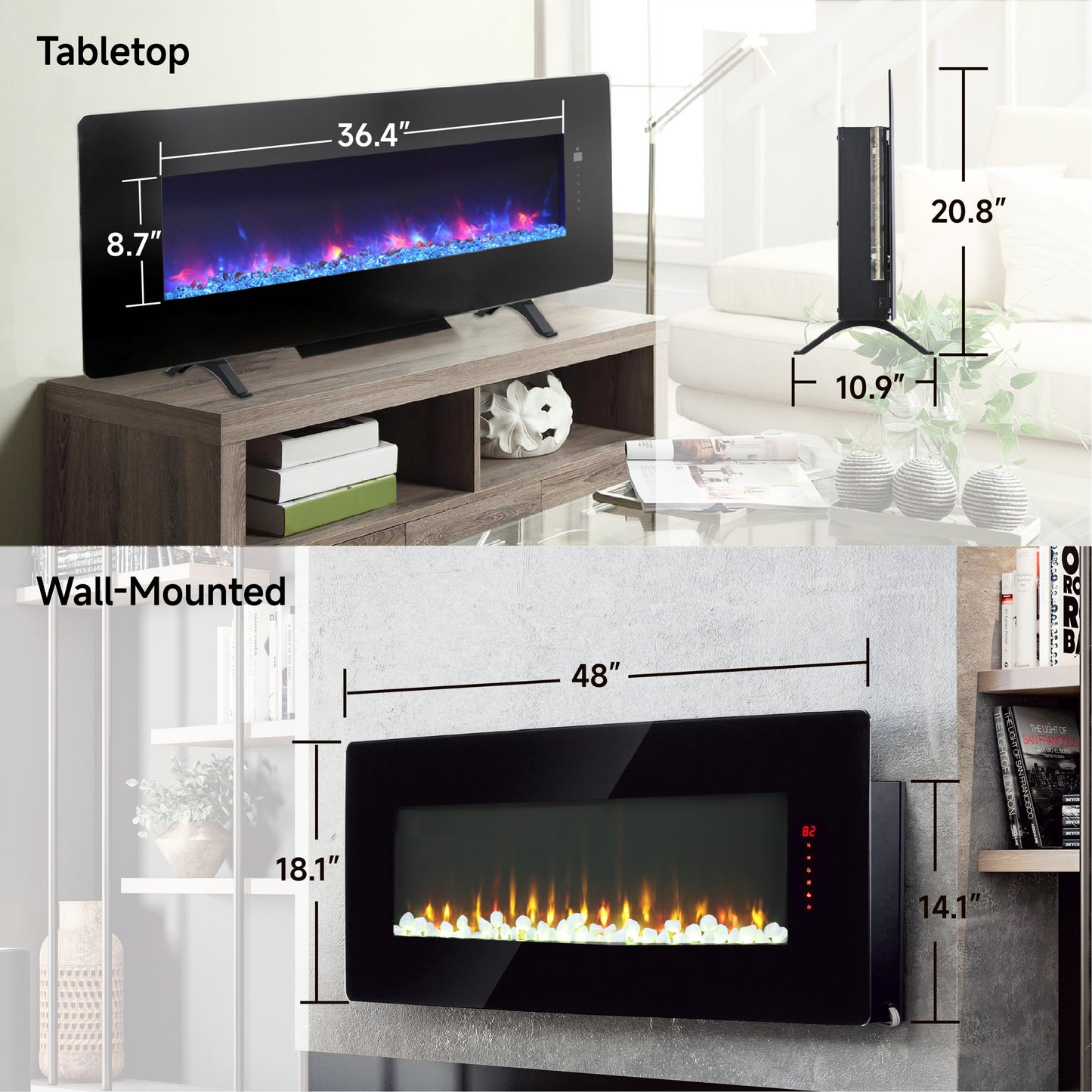 Irvington Modern Curved Wall Electric Fireplace