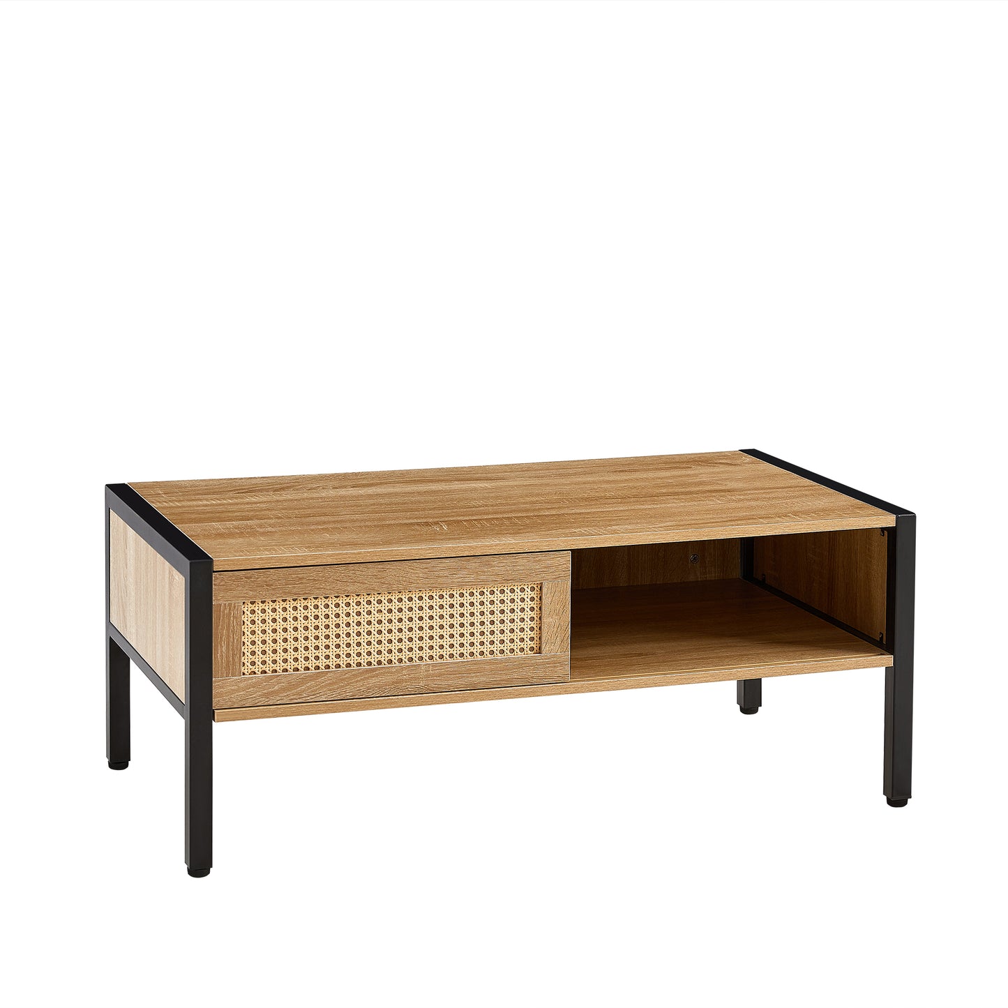 Emery Mid-Century Rattan Storage Coffee Table