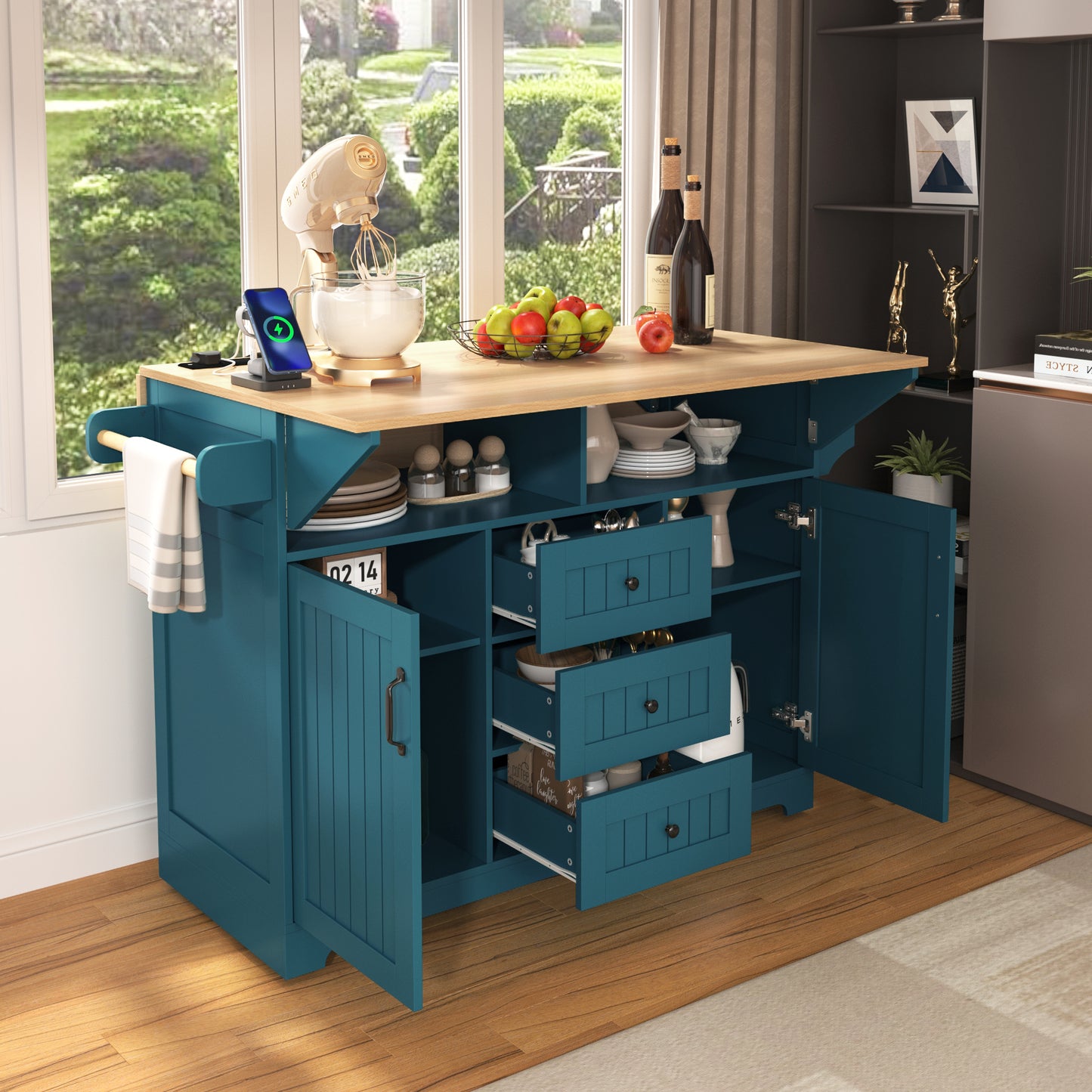 Cleo Modern Rolling Kitchen Cart