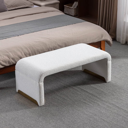 Mission Modern Boucle Fabric Ottoman Bench