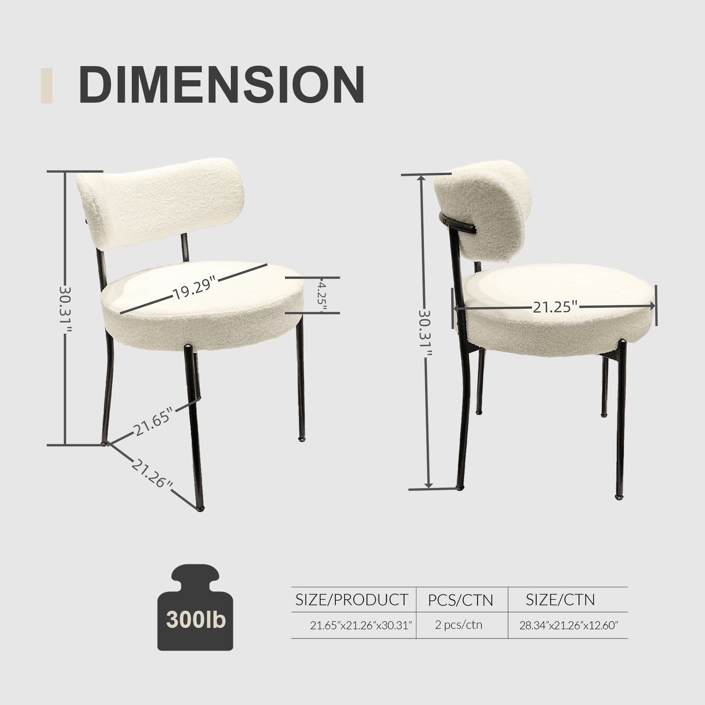 Marcel Modern Boucle Dining Chair Set
