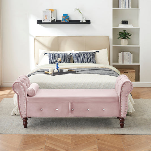 Fitch Mid-Century Velvet Crystal Storage Bench