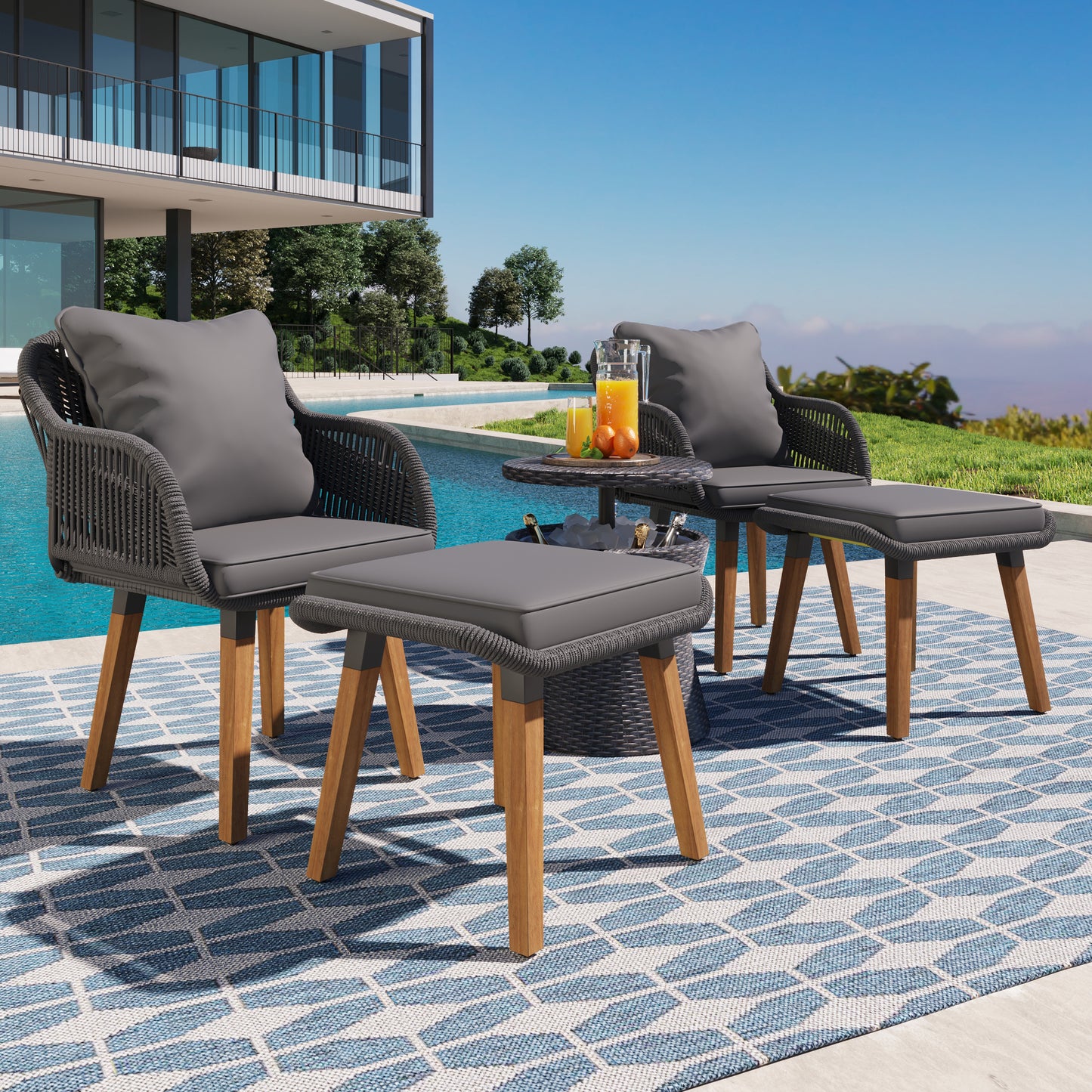 Calista Modern Patio Wicker Conversation Set