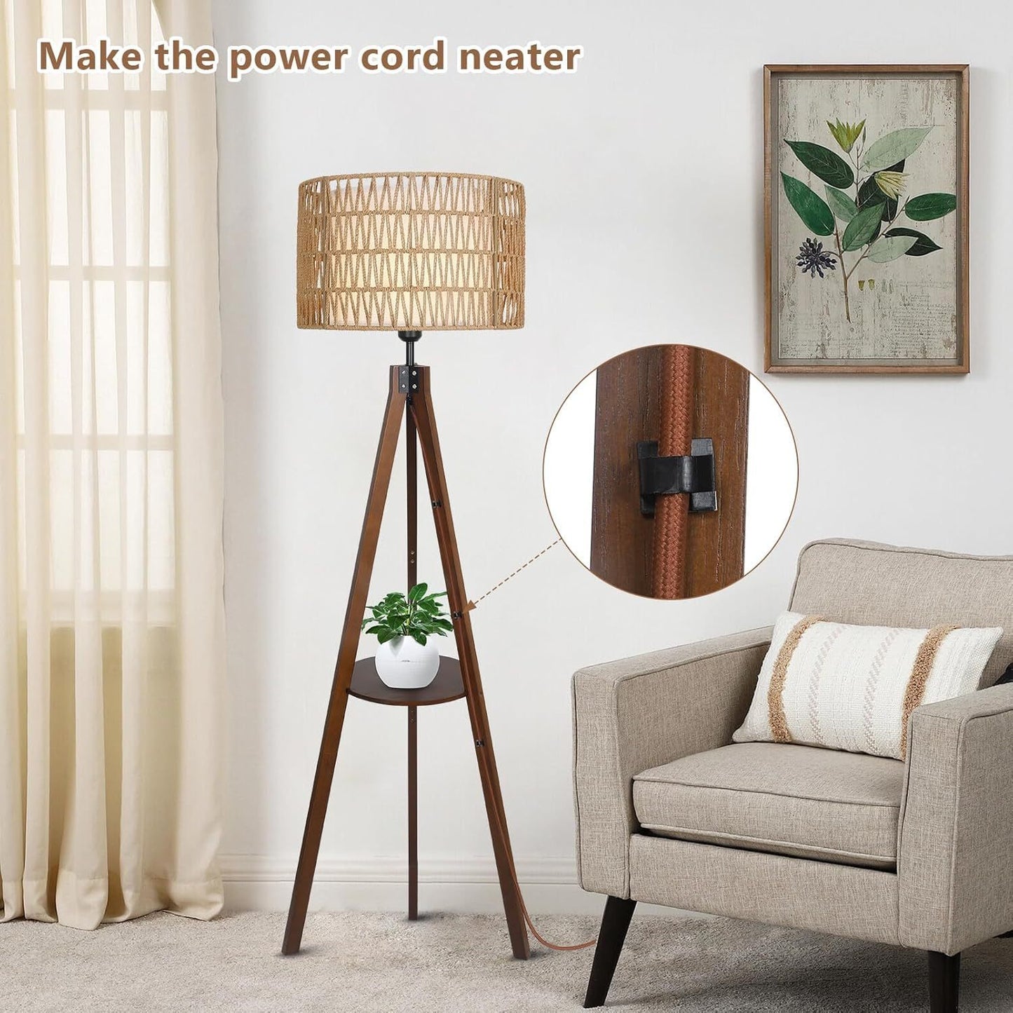 Lula Mid-Century Tripod Boho Shelf Lamp