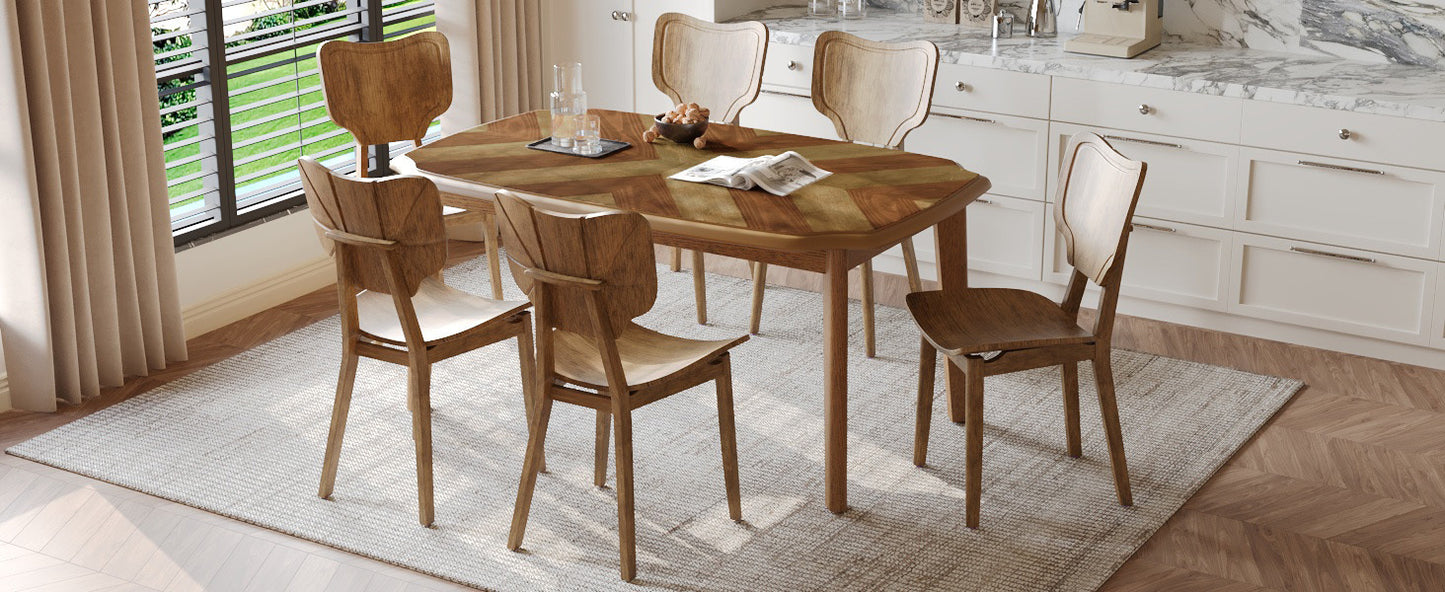 Ghivi Mid-Century 7-Piece Curved Back Dining Set