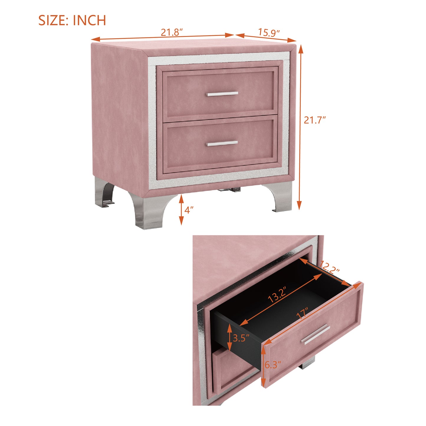 Sonoma Contemporary Velvet Bedside Table