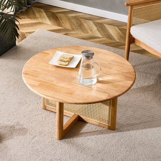 Calista Mid-Century Natural Faux Coffee Table