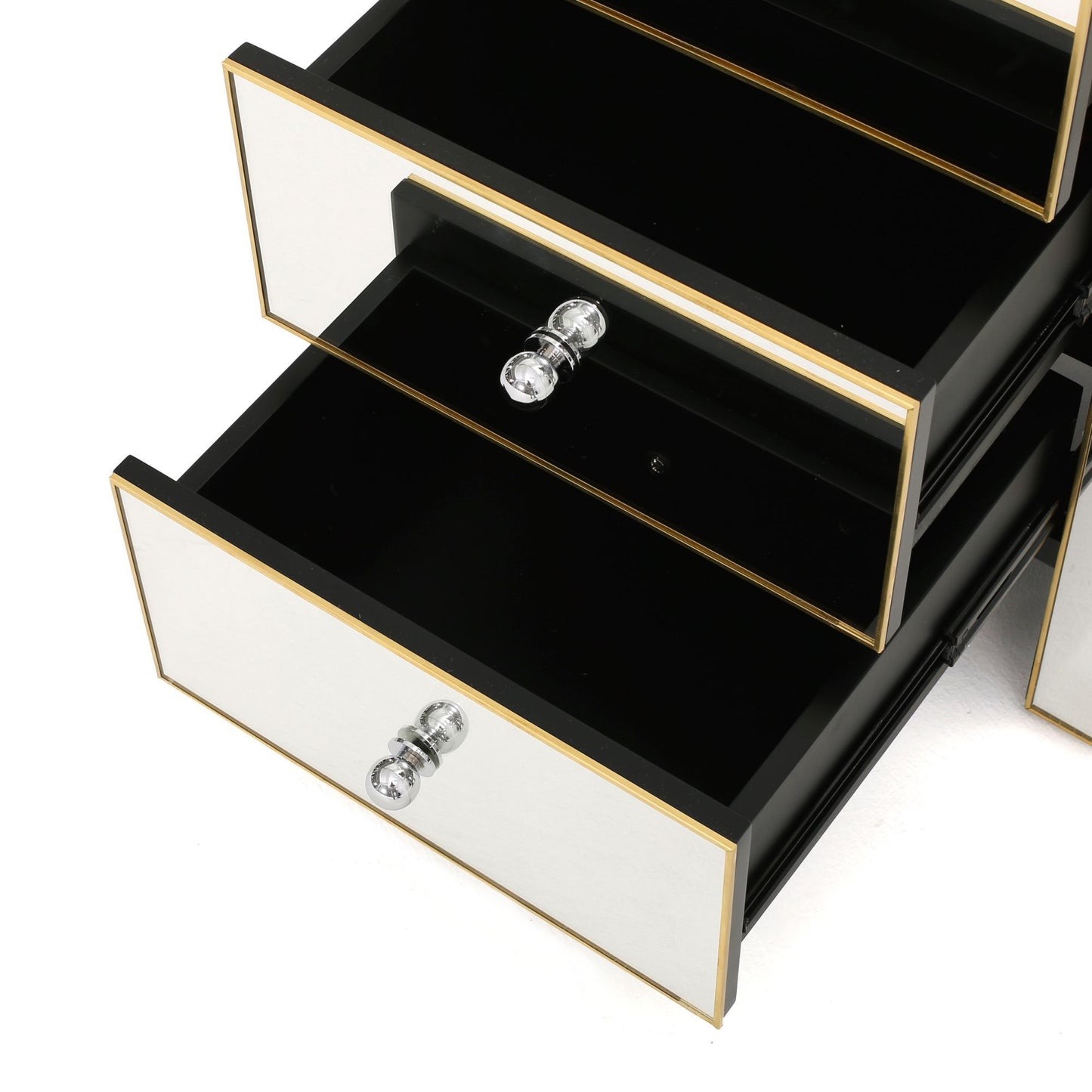 Fitch Contemporary Elegant Mirrored Nightstand Side Table