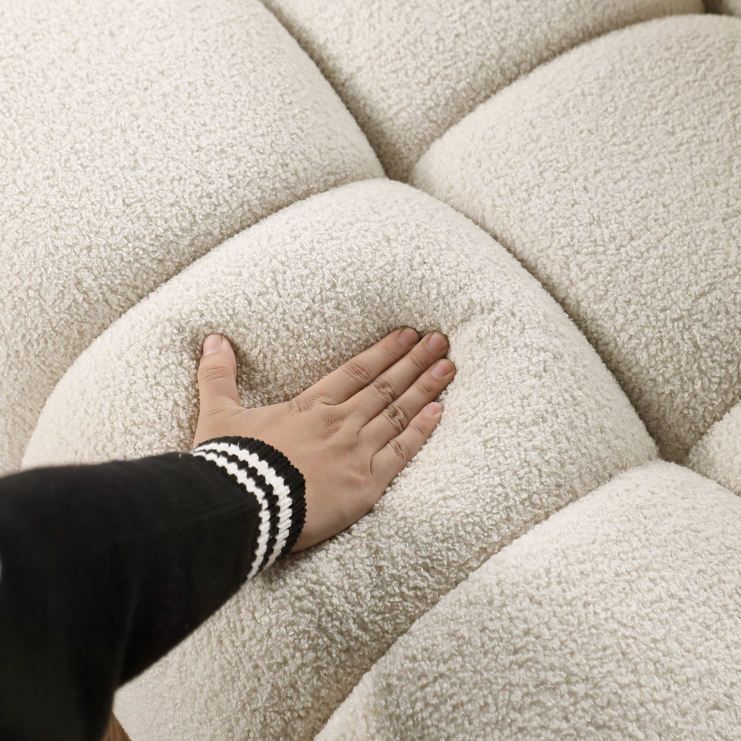 Niles Contemporary Marshmallow Boucle Sofa