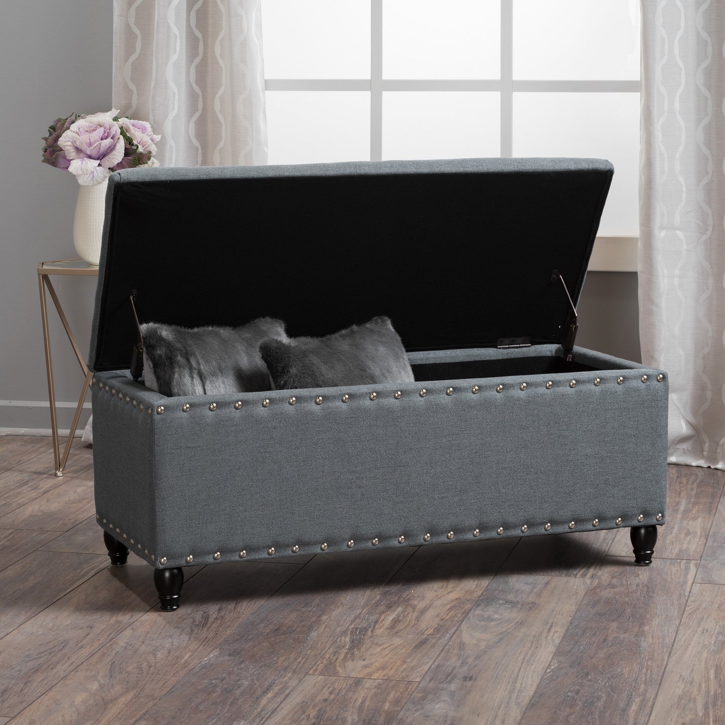 Mission Contemporary Velvet Storage Ottoman