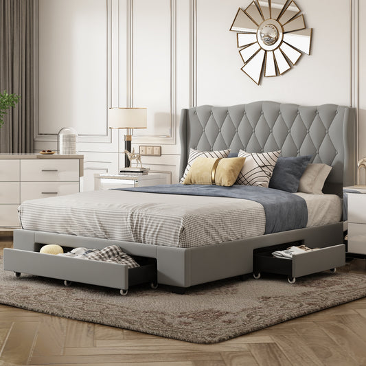 Marites Modern Velvet Storage Bed