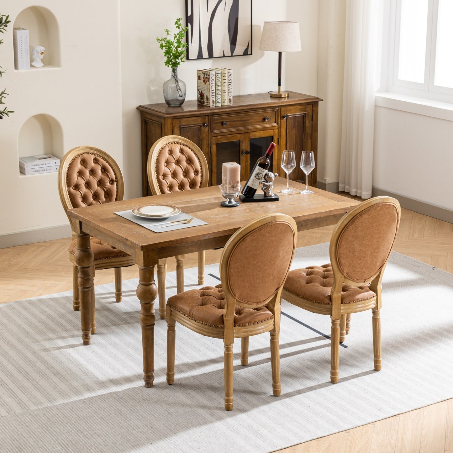 Lazzareschi Traditional Antique Leather Dining Chair