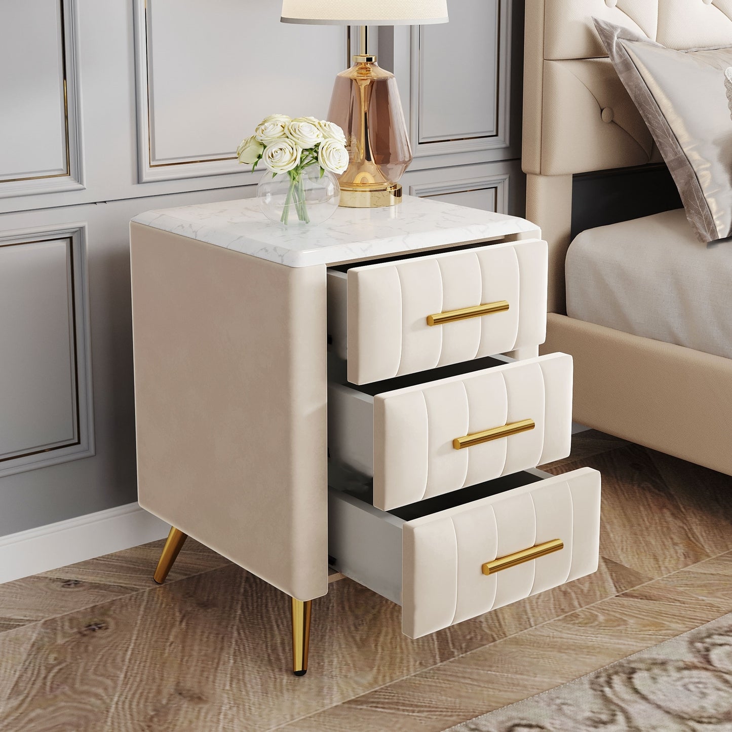 Kingsly Contemporary Elegant Wooden Drawer Nightstand