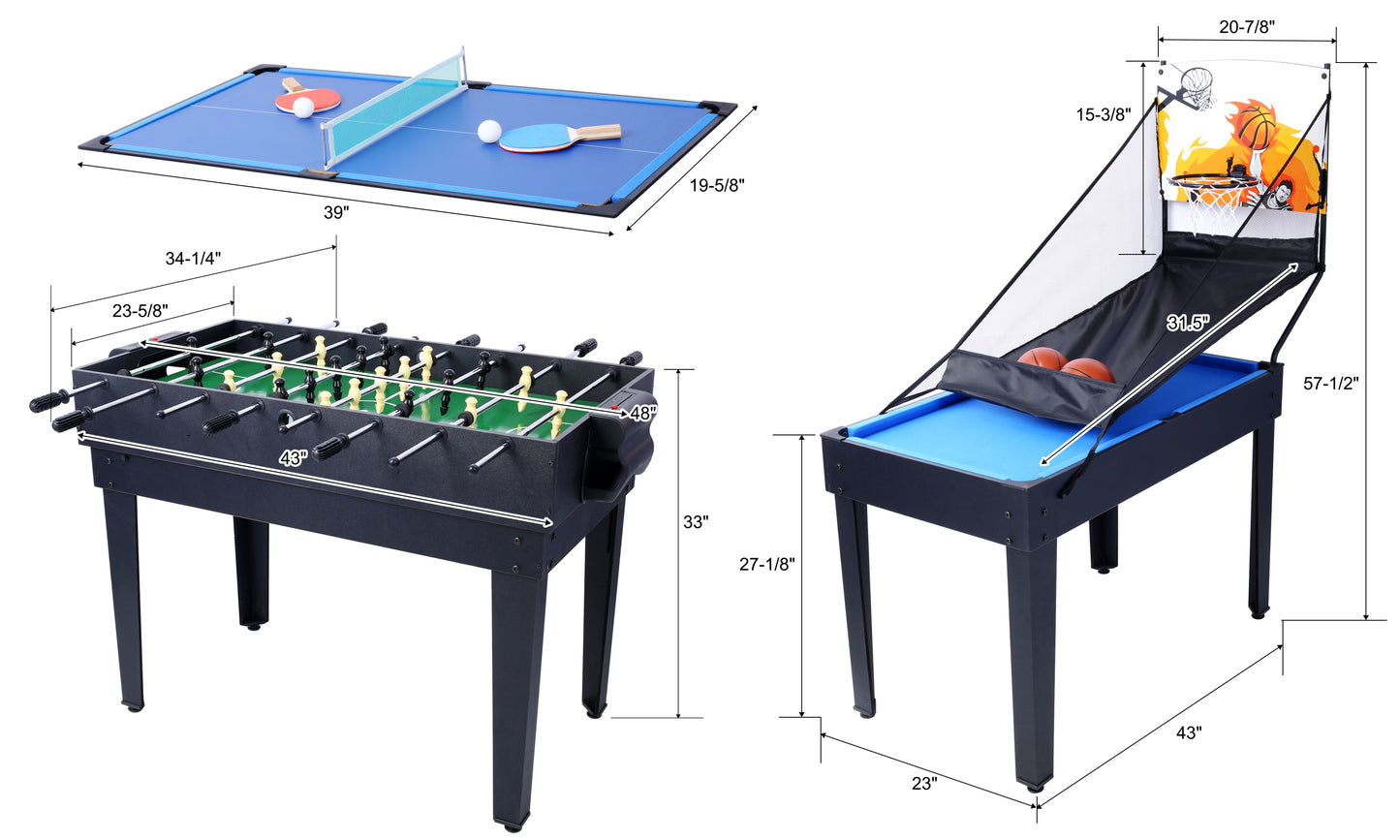 Centerville Contemporary Velvet Multi Game Table