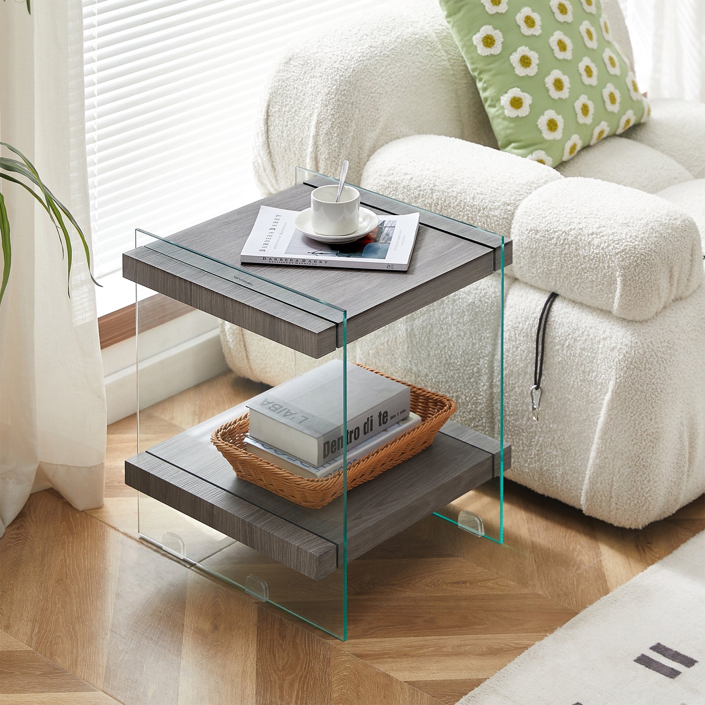 Oakridge Modern Sleek Glass Side Table