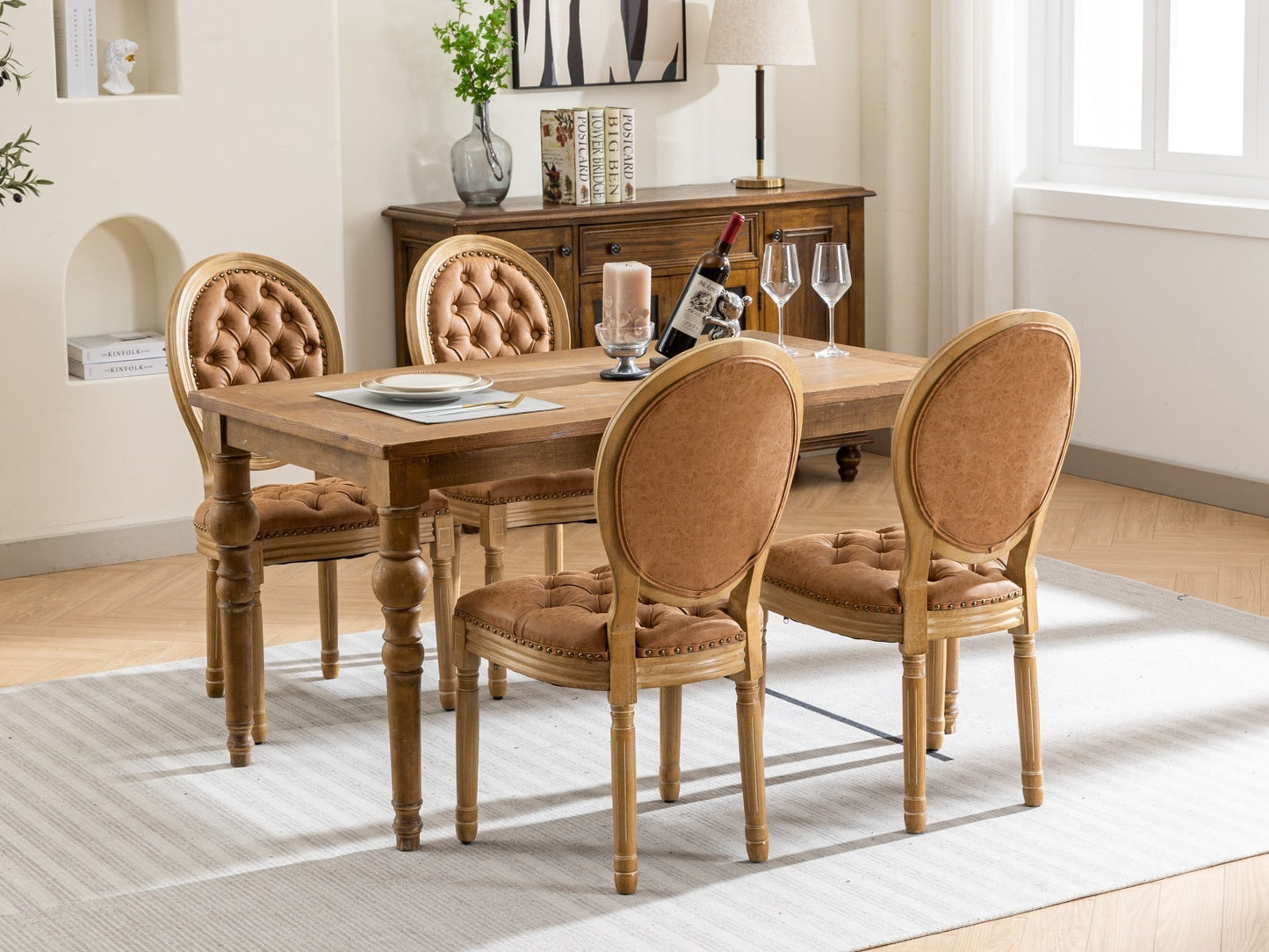 Lazzareschi Traditional Antique Leather Dining Chair
