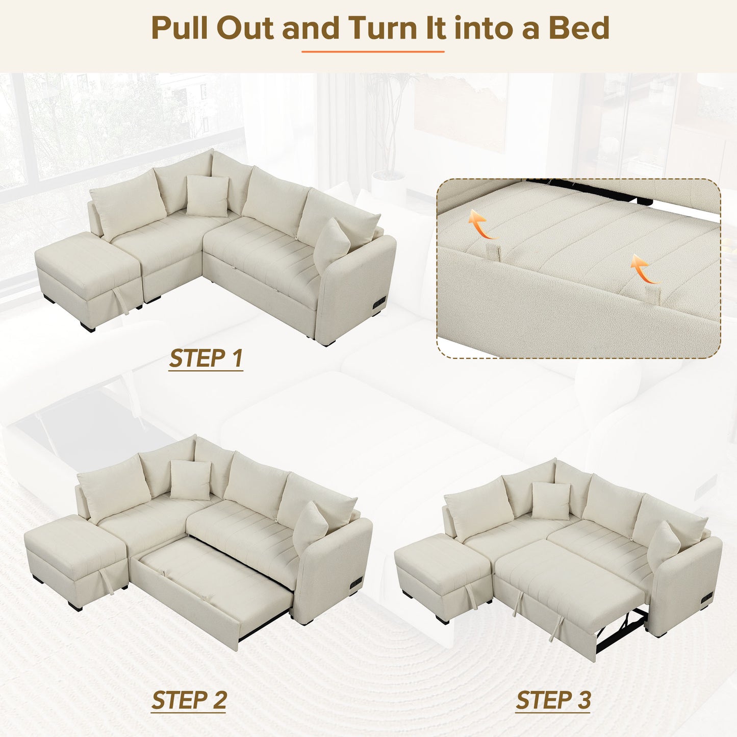 Justo Contemporary Upholstered Sofa Bed