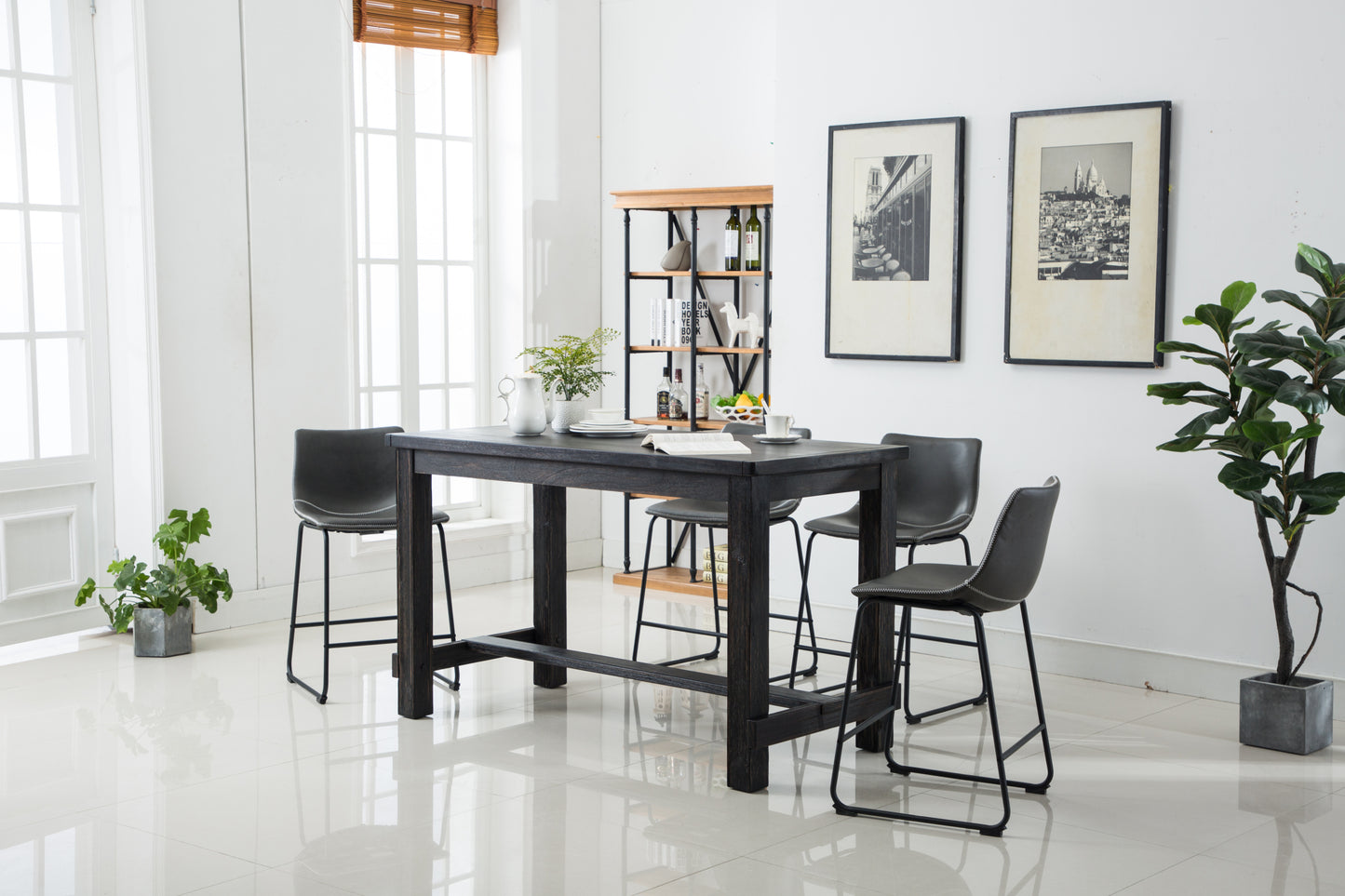 Elmcrest Contemporary Velvet Classic Dining Set