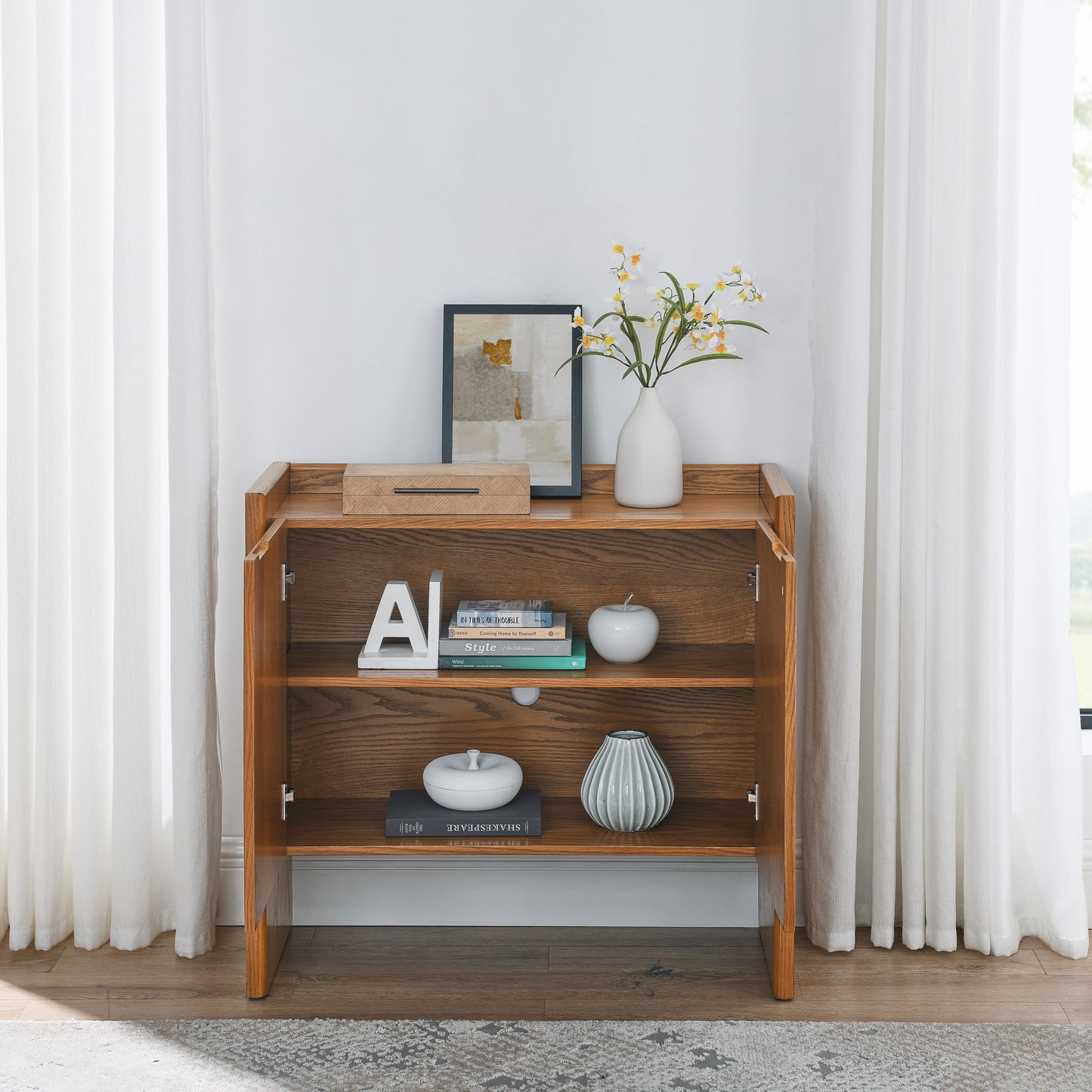 Kingsly Mid-Century Wood Storage Cabinet
