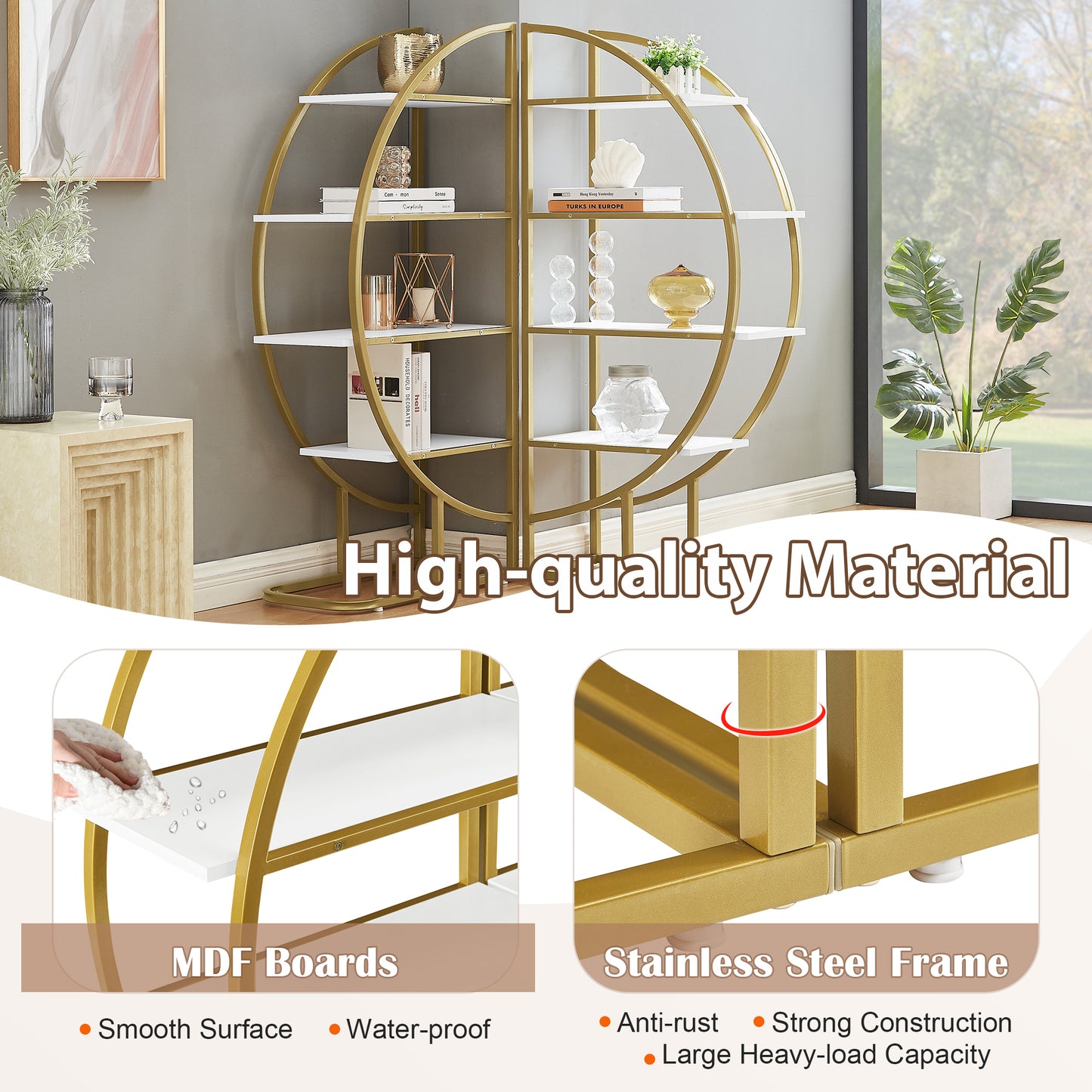 Emery Modern Metal Round Bookshelf