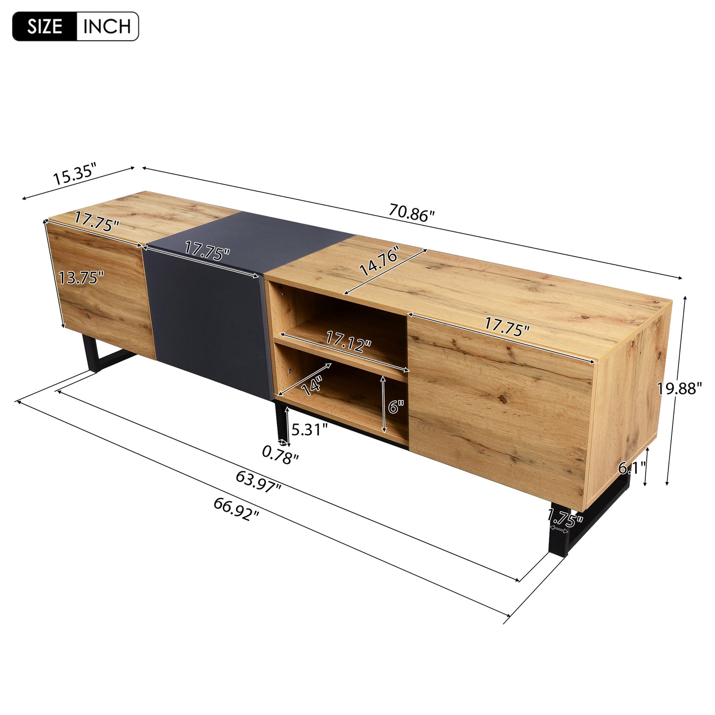 Jiron Modern Open Shelves Media Console