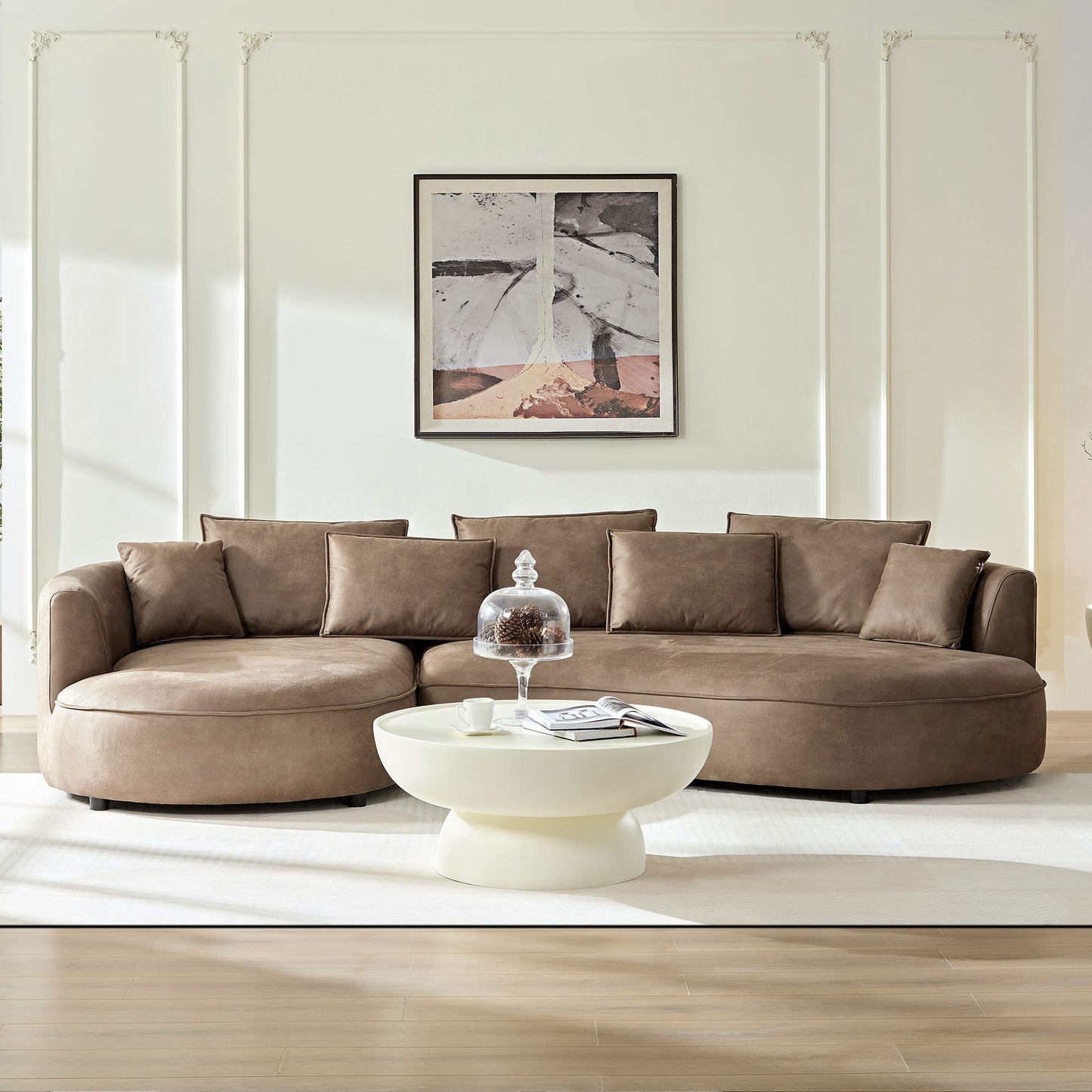 Ghivi Modern Leathaire Curved Sofa