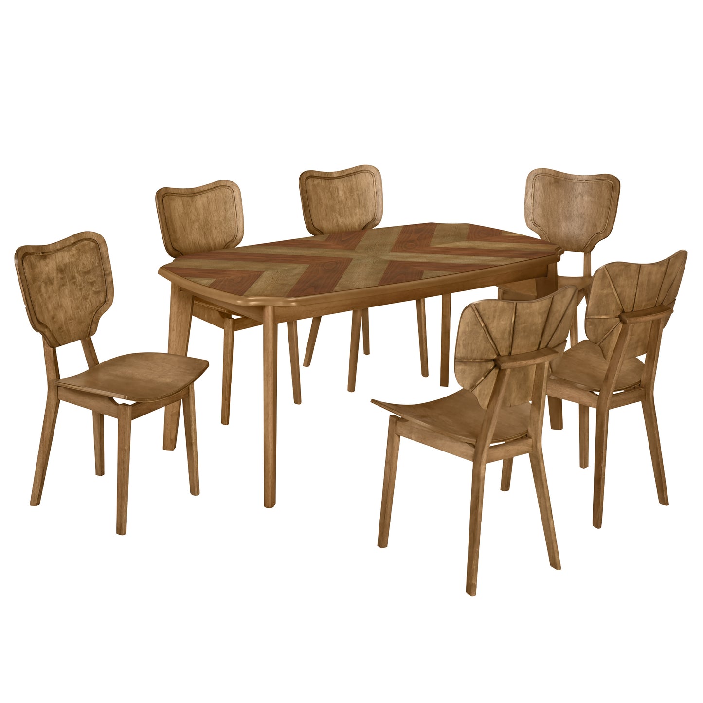 Ghivi Mid-Century 7-Piece Curved Back Dining Set