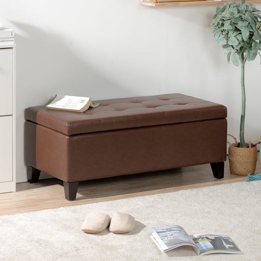 Marites Modern Leather Storage Ottoman