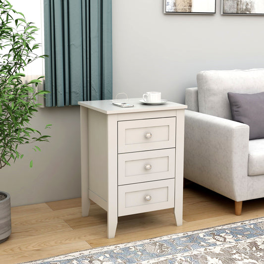 Lazzareschi Modern 3-Drawer Nightstand with Charging Station