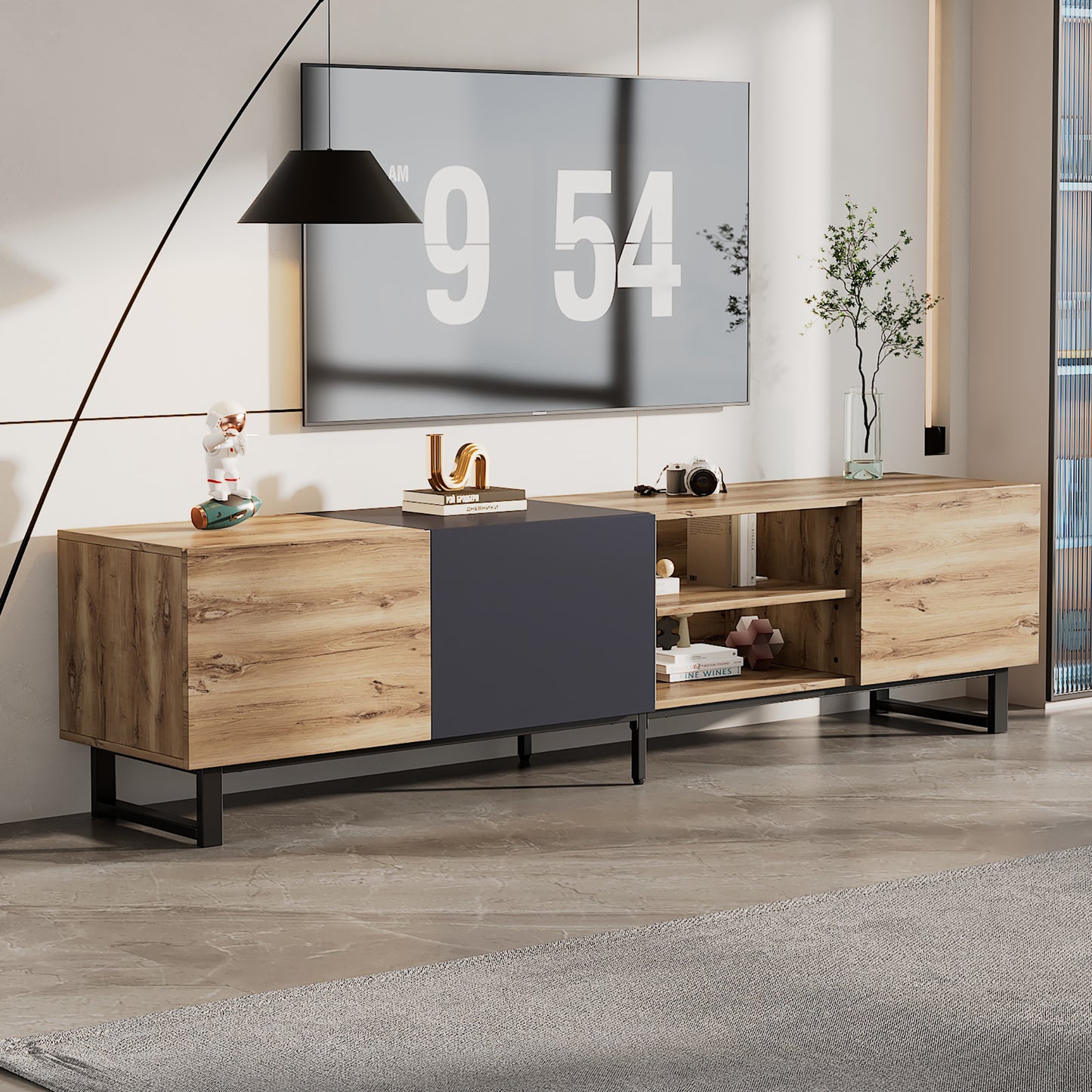 Jiron Modern Open Shelves Media Console