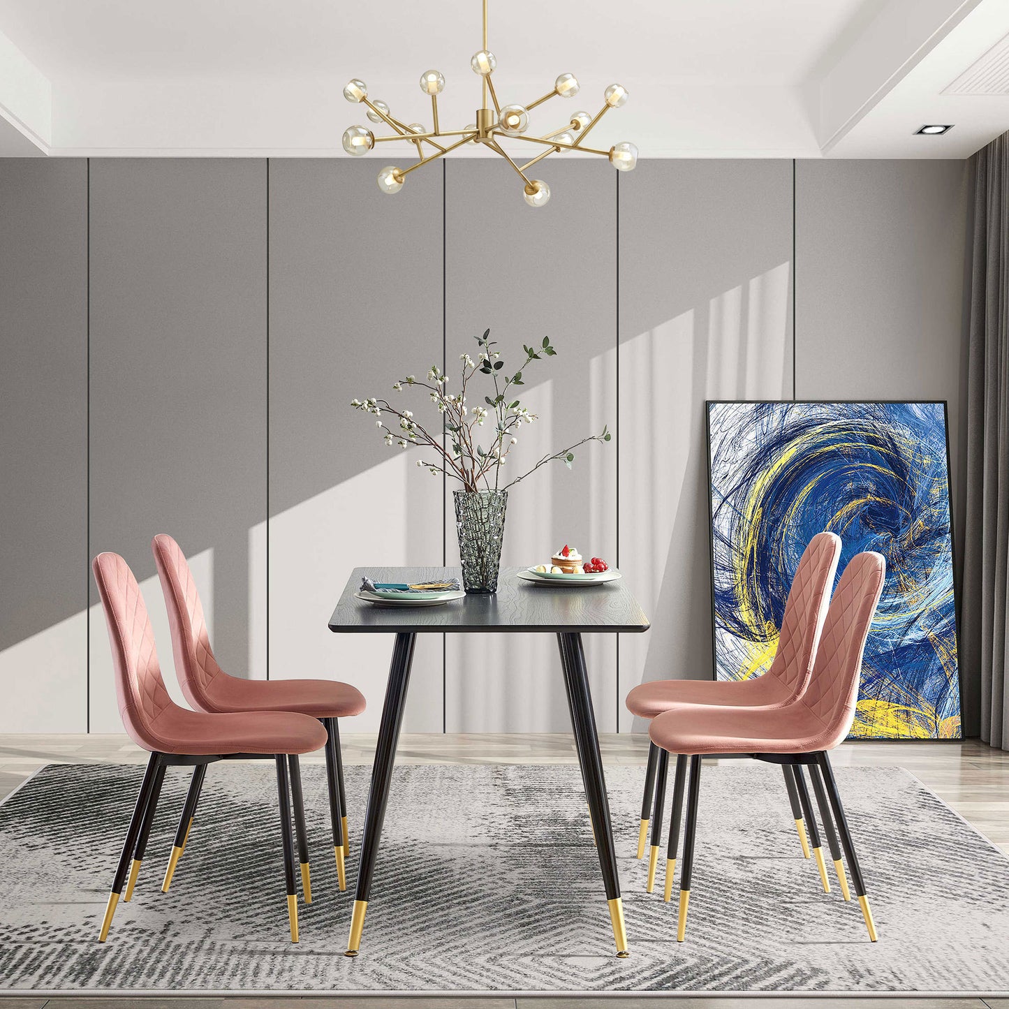 Kingsly Modern Velvet Dining Table