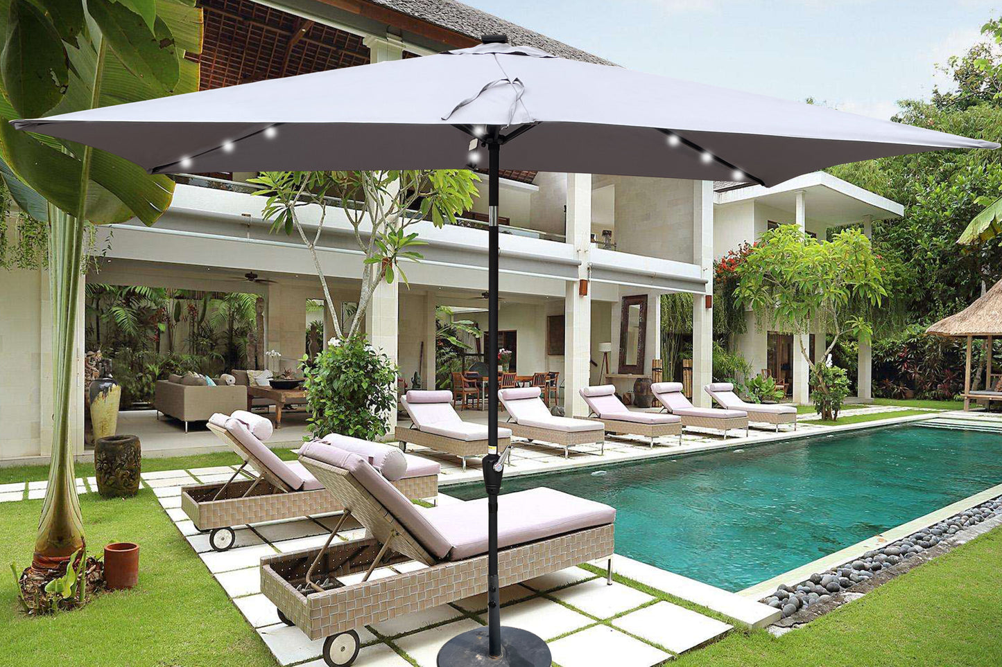 Bartholomew Modern Solar LED Patio Umbrella