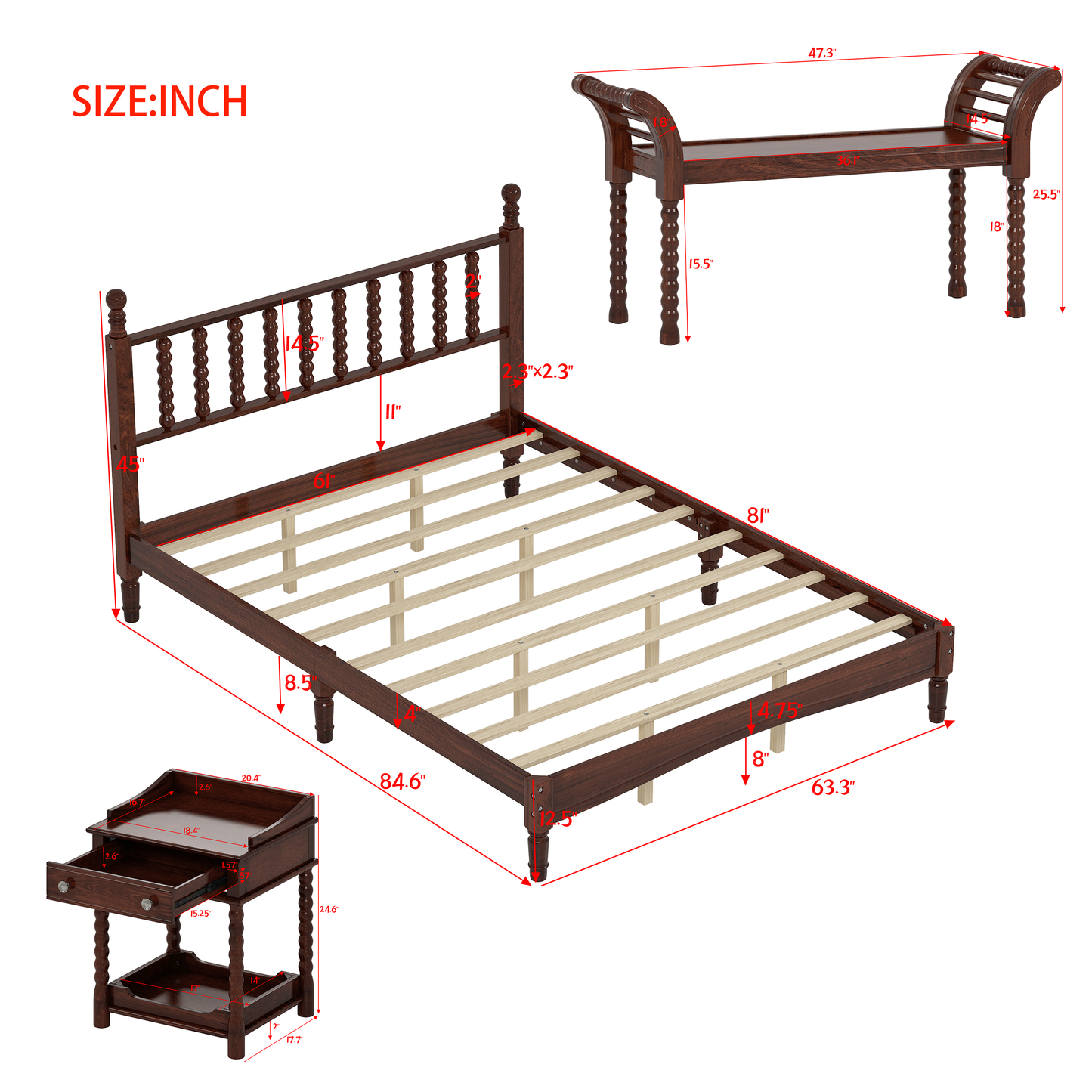 Mission Mid-Century Gourd Shaped Retro Bedroom Set