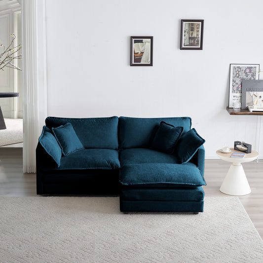 Fremont Contemporary Chenille L-Shaped Sofa