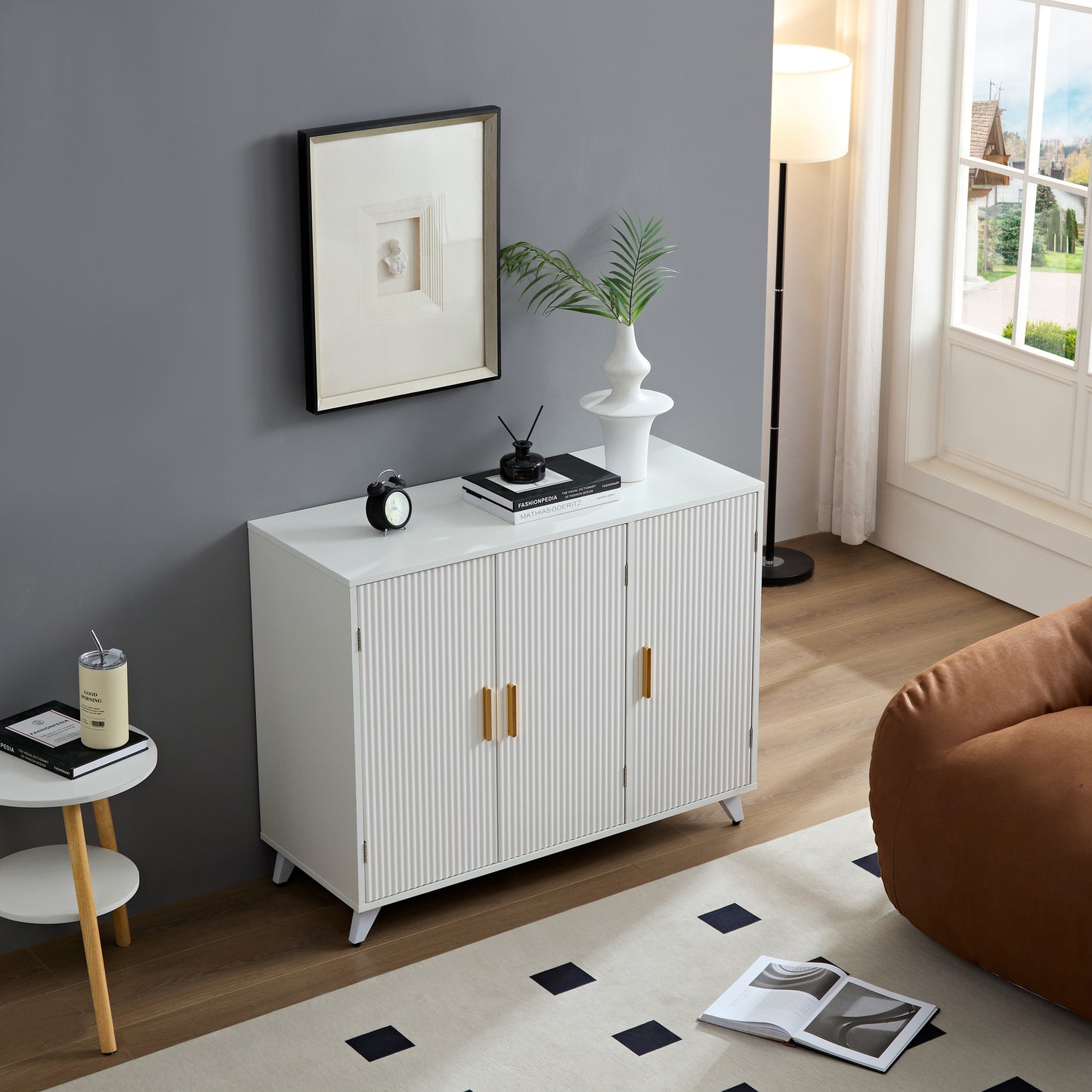 Marites Modern Wavy Texture Accent Cabinet