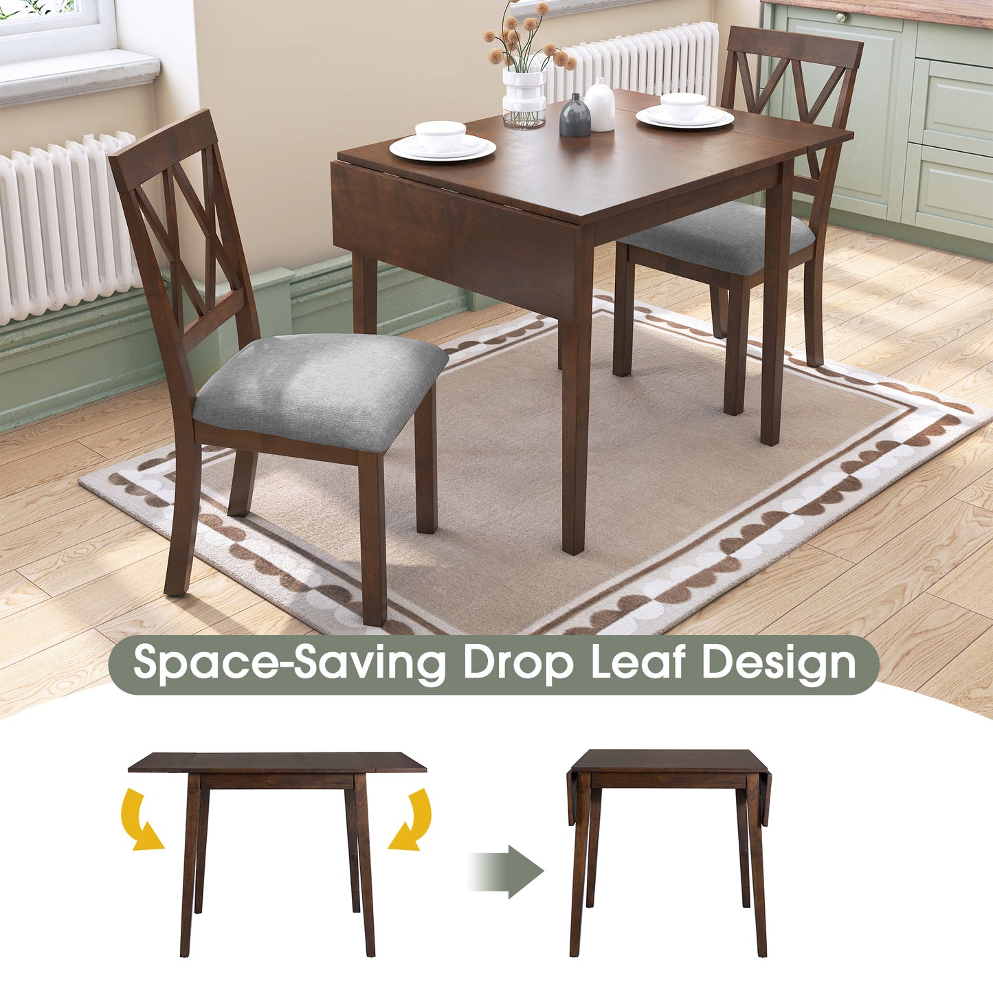 Irvington Contemporary Foldable Dining Table Set
