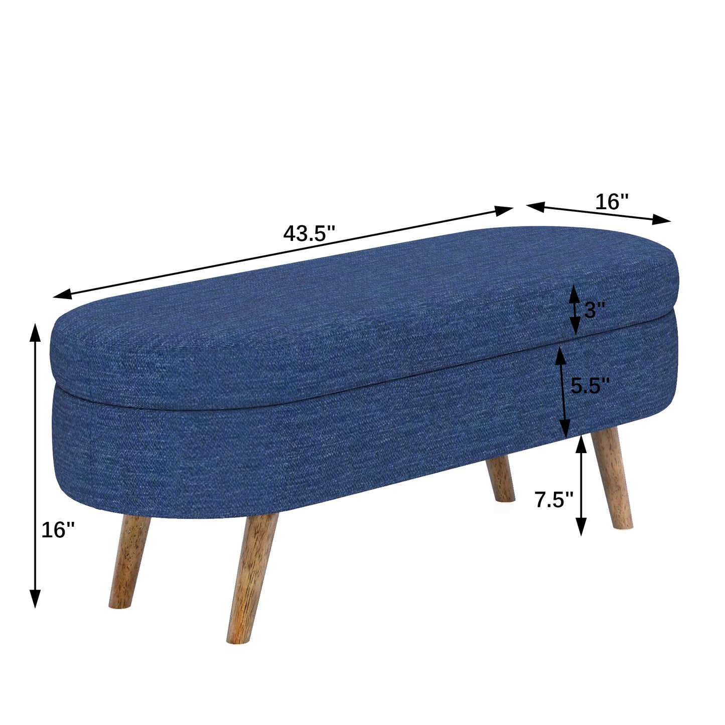 Emery Contemporary Oval Velvet Storage Ottoman