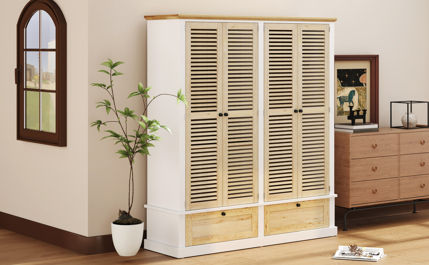 Niles Contemporary Shutter Door Wardrobe