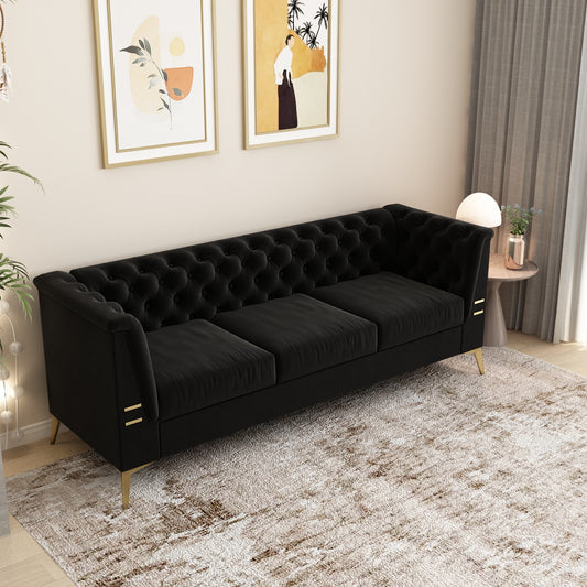 Kingsly Modern Velvet Chesterfield Sofa