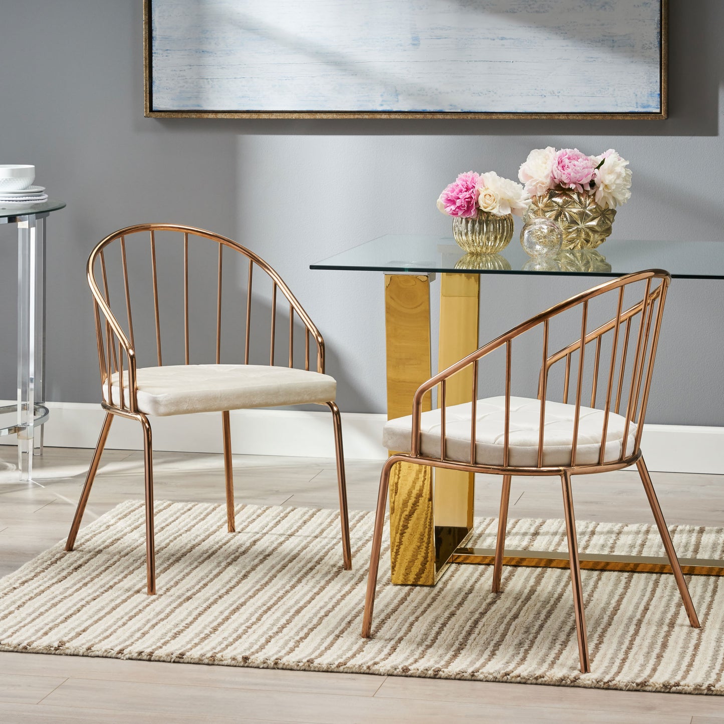 Niles Contemporary Steel Frame Velvet Dining Chair