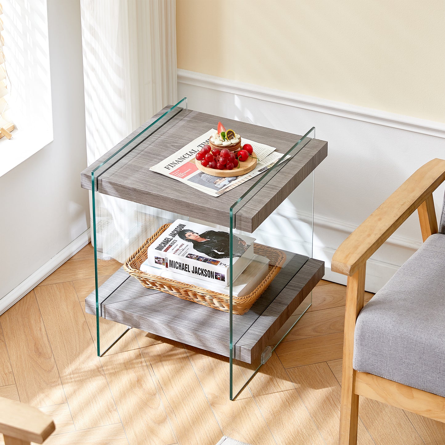Oakridge Modern Sleek Glass Side Table