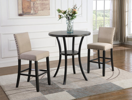 Irvington Traditional Biony 3-Piece Round Bar Table Set