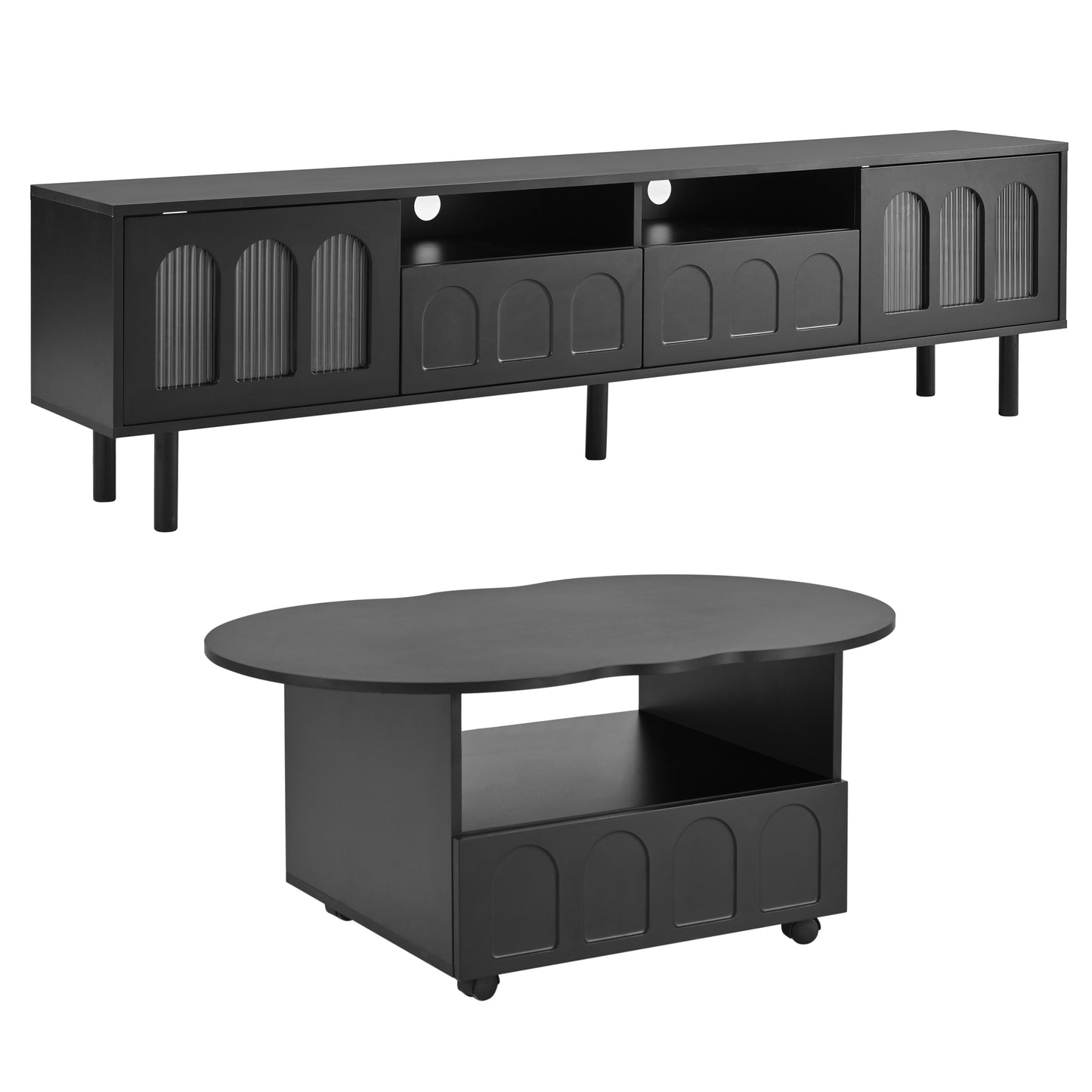Kingsly Contemporary ON-TREND LED TV Stand