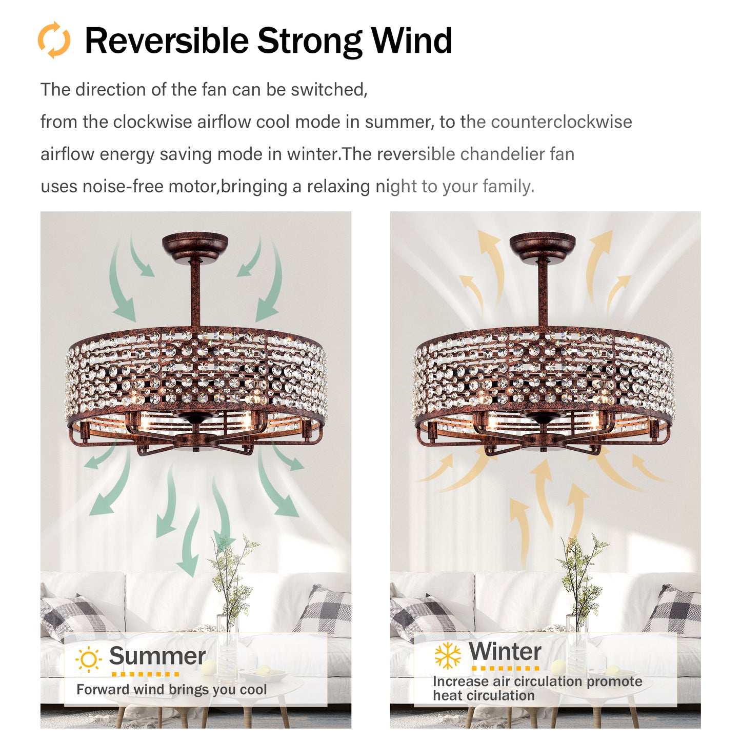 Lula Contemporary Crystal Ceiling Fan Chandelier
