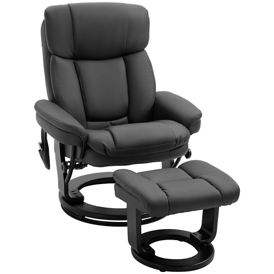 Oakridge Modern PU Leather Massage Recliner with Ottoman