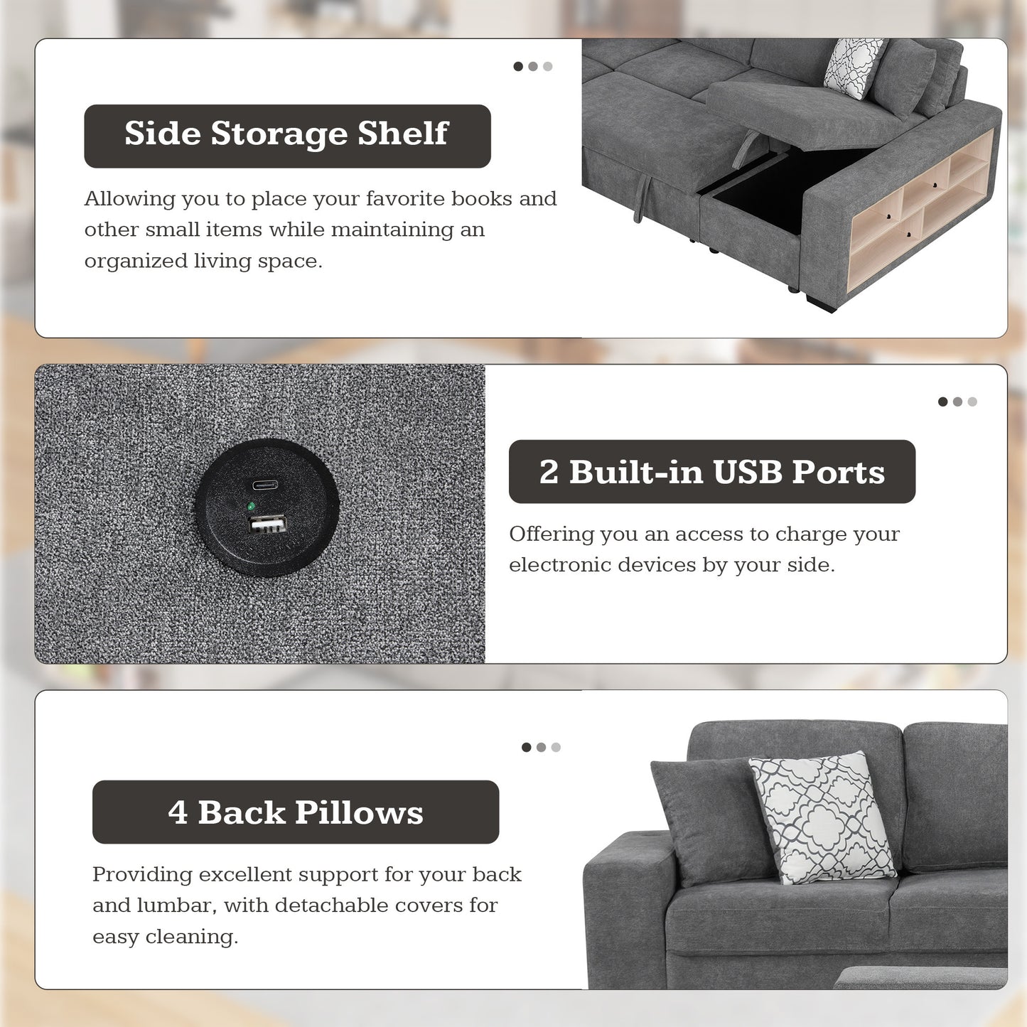 Lazzareschi Contemporary Pull-out Storage Sofa