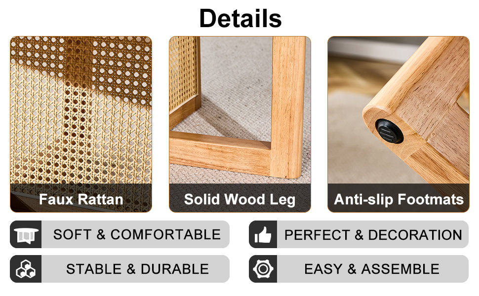 Calista Mid-Century Natural Faux Coffee Table